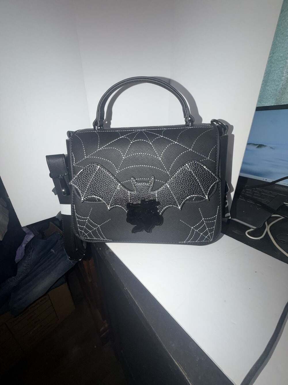 Loungefly Disney Mickey & Minnie Spiderweb & Bats Crossbody Bag